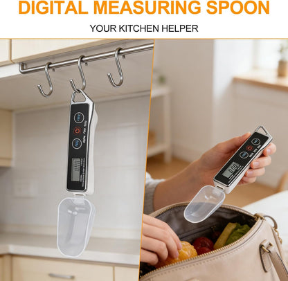 Dioche Digital Measuring Spoon Scale, High Precision 0.05g to 500g Capacity, with 30ml & 80ml Detachable Spoons, Tare Function & Unit Conversion for Baking, Cooking, Pet Food, Kitchen - Black
