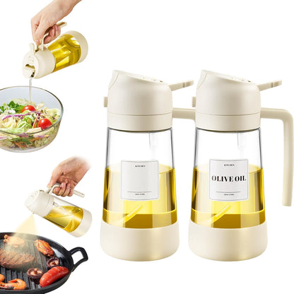PARACITY 2 in 1 Oil Dipenser Bottle with Silicone Bottom (Black-2PCS)