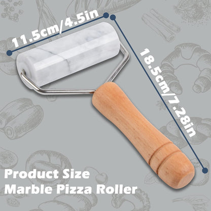 Tianman Small Marble Rolling Pin Pizza Roller, Marble Pastry Roller Non-Stick T-Type, For Cake Baking Tortilla Fudge Pizza Cookies and Other Kitchen Baking Cooking (Type 1 White).