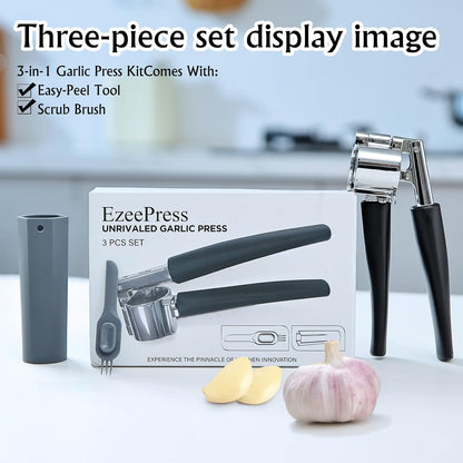 Garlic Press Mincer, Crusher Set with Removable Chamber - Ergonomic Handle, Dishwasher Safe, Easy to Clean for Kitchen, Cooking, Restaurants