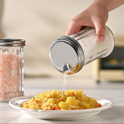 Fox Run 5167 Glass Spice Jar with Stainless Steel Shaker Lid, 6 Ounce, Clear Container for Seasonings, 1 Count (Pack of 1)