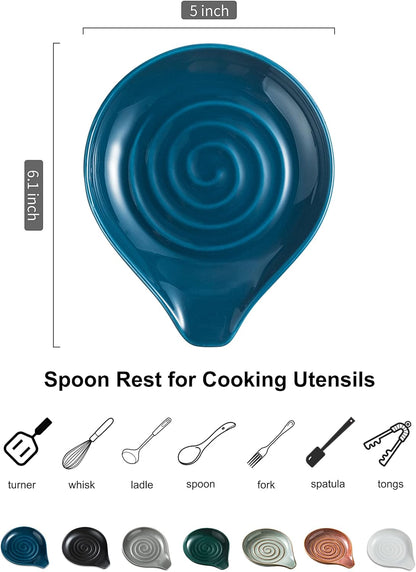 LAUCHUH Spoon Rest, Large Ceramic Spoon Holder for Kitchen Counter Spatula Rest Heat-Resistant Spoon Rest for Stove Top Cooking Utensil Holder, Farmhouse Kitchen Décor for Father's Day, Cream, 5 Inch