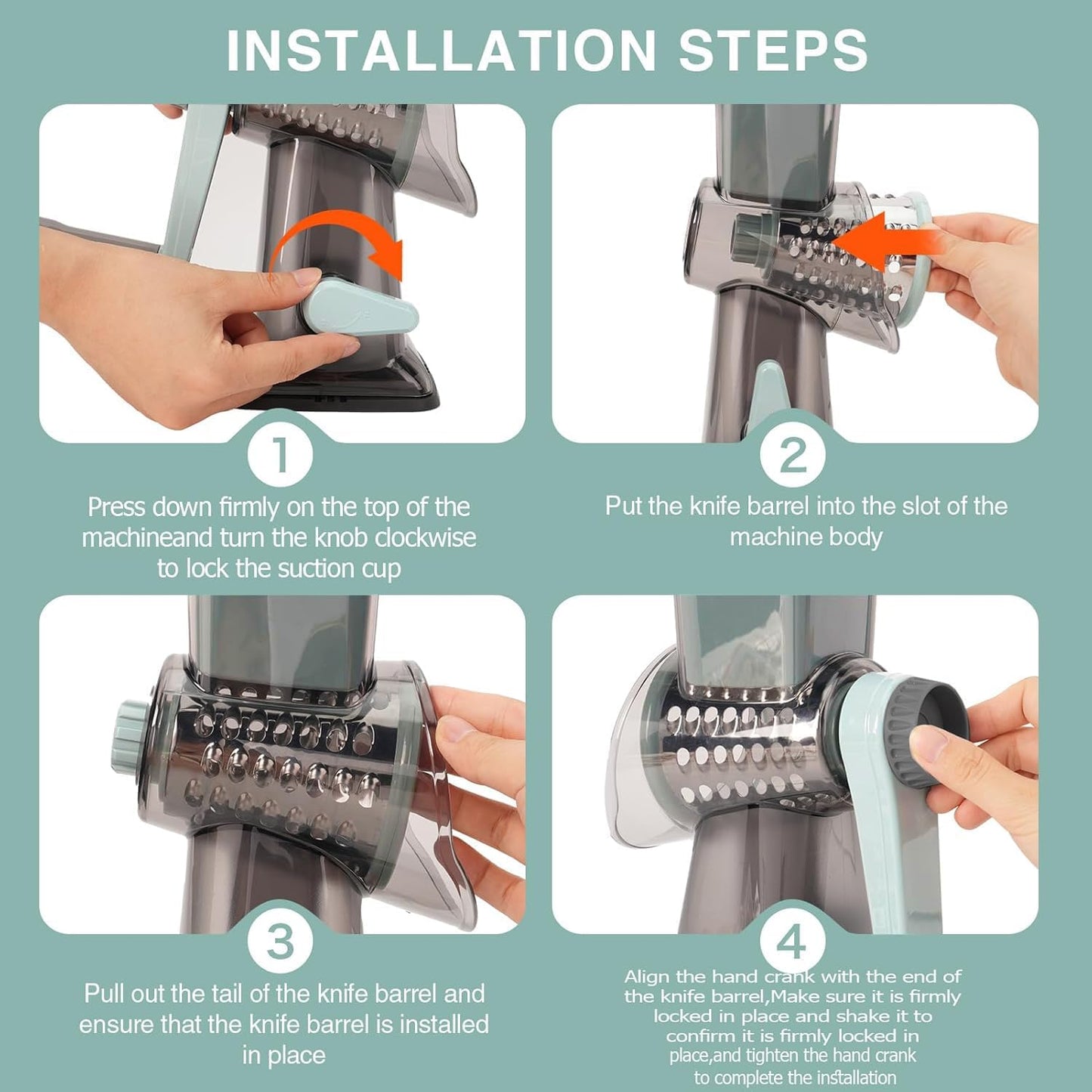Rotary Cheese Grater with Handle-Versatile Cheese Grater Non-Slip Suction Base,Cheese Shredder & Food Slicer for Cheese,Carrots, Cucumbers,Nuts-Compact & Easy Clean Kitchen Kitchen Tool (blue)