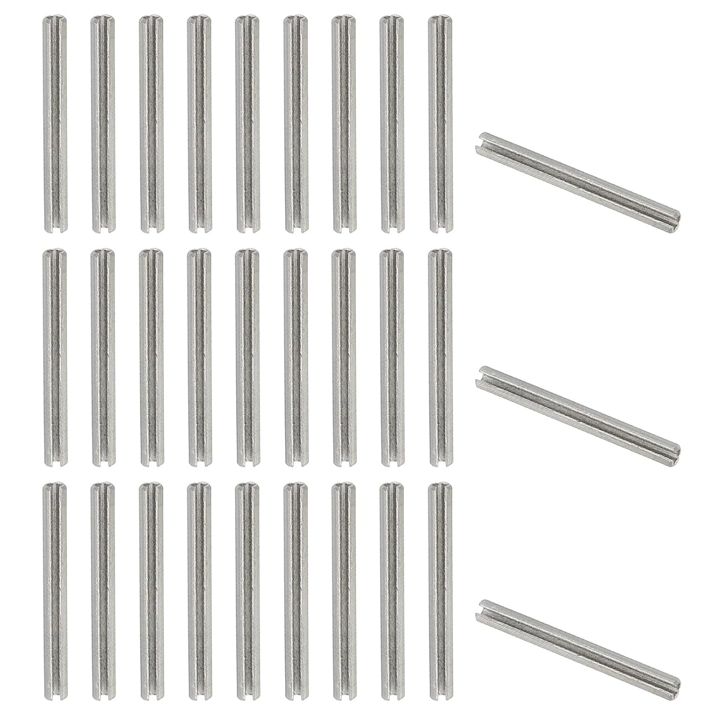 PATIKIL Slotted Spring Pin, 50 Pcs 1/8" x 3/4" (3.2mm x 20mm) 304 Stainless Steel Split Roll Pins Spring Dowel for Home Improvement Automotive Machine Repair, Silver - Colors A