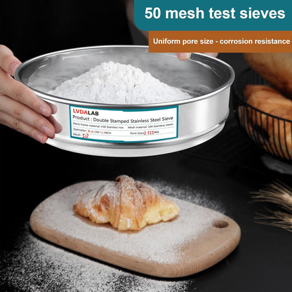 304 Stainless Steel Lab Sieve Screen Mesh, 100 Mesh (0.15mm) Aperture Test Sieve, 12Inch(30cm) Diameter Economy Standard Analysis Sample Test Sieves for Industrial Laboratory Homes - Colors A