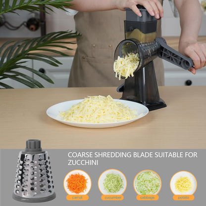 Rotary Cheese Grater with Handle-Versatile Cheese Grater Non-Slip Suction Base,Cheese Shredder & Food Slicer for Cheese,Carrots, Cucumbers,Nuts-Compact & Easy Clean Kitchen Kitchen Tool (blue)