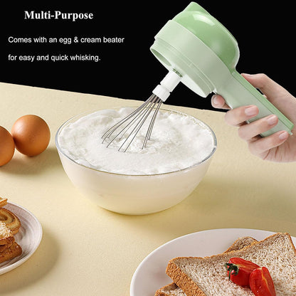 5 in 1 Electric Vegetable Chopper Set, Electric Food Processor with Egg & Cream Beater and Clean Brush, Multifunction Handheld Veggie Chopper for Salad Onion Chili Pepper Celery Meat Ginger