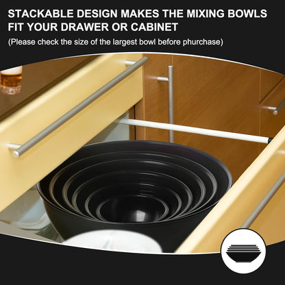 Greentainer Plastic Mixing Bowls with Lids Set for Kitchen, 6 Set Nesting Bowls for Mixing, Baking, Prepping, Cooking and Serving Food, Mixing Bowls Dishwasher, Microwave Safe