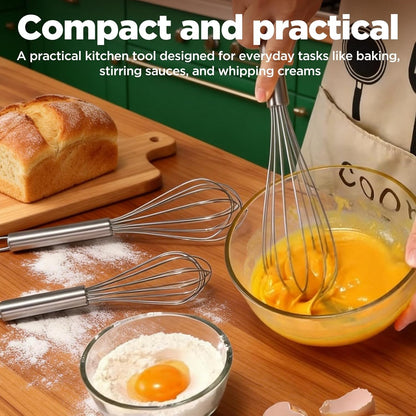Professional Stainless Steel Wire Whisk Set – 8”, 10”, 12” Balloon Whisks for Eggs, Batter, Sauces & More (3 Pack)