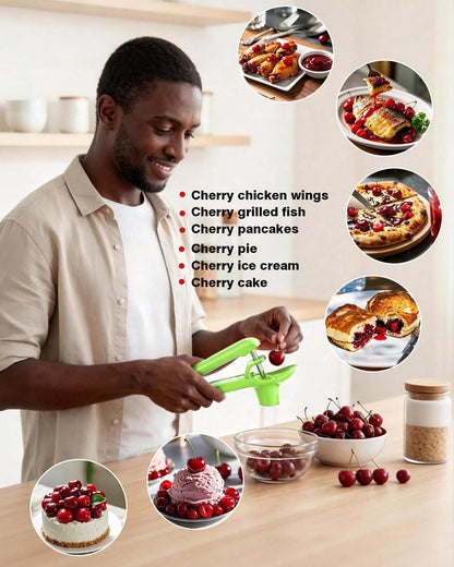 Cherry Pitter, Cherry Pit Remover Tool Cherries Corer Pitter with Hand-held Push, Olive Seed remover stones with lock design, Durable Cherries seed Corer for Cherry Jam -Black