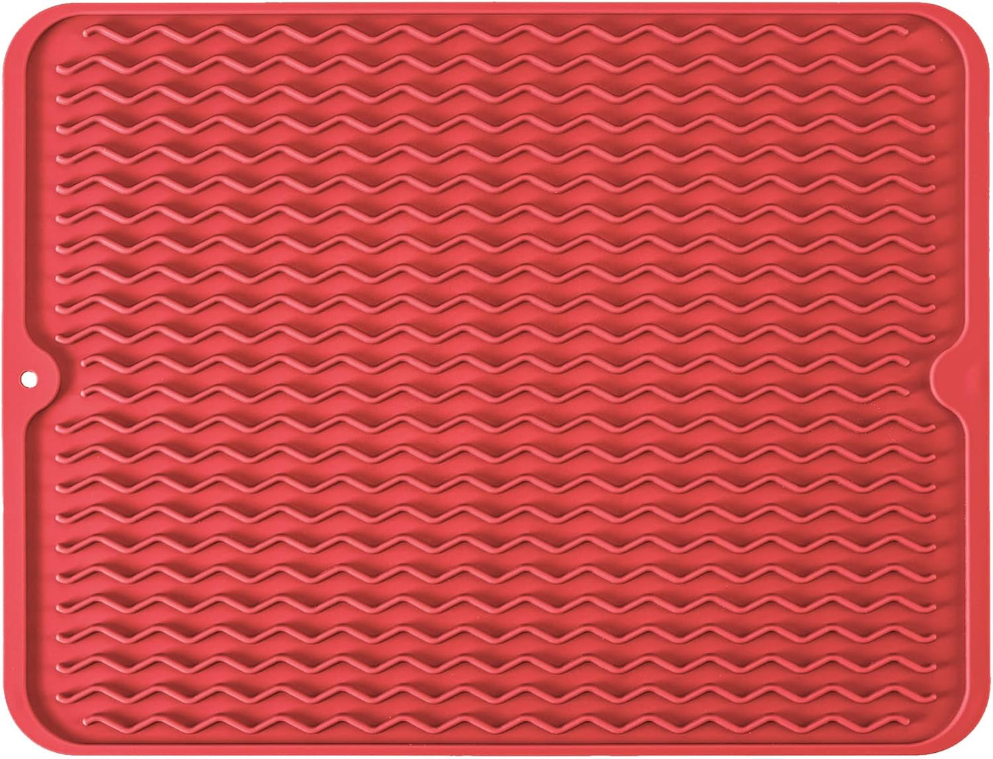 Large 17" x 14" Silicone Dish Drying Mat for Kitchen Counter, Easy clean, Quick Dry, Heat-resistant Dish Drainer Mat for Sink,Refrigerator or Drawer liner (Food Grade Silicone-Black)