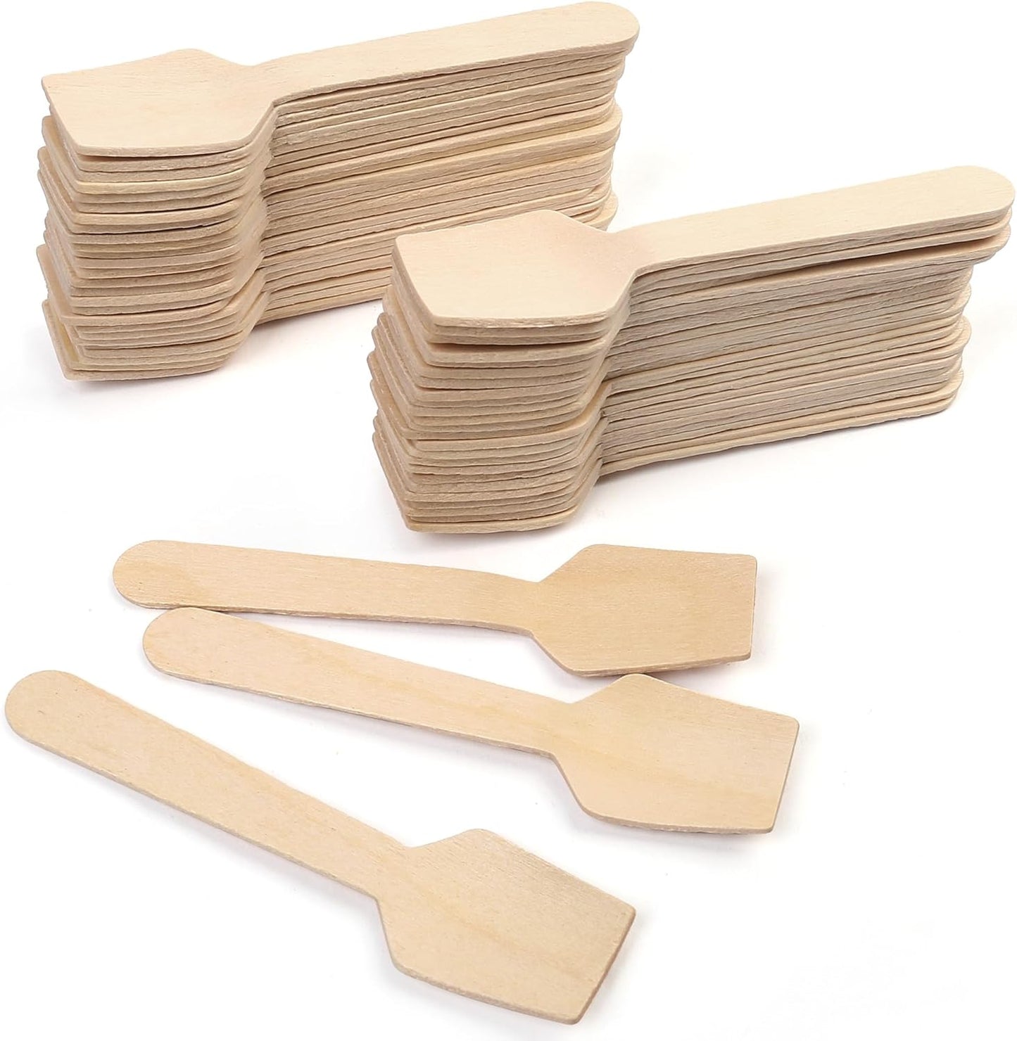 LotFancy Mini Wooden Spoons, Pack of 100, 4 inch Length, Disposable Tasting Sampling Spoons, Biodegradable Compostable Eco-friendly Birchwood Taster Spoons