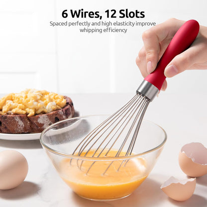 U-Taste 7" Mini Whisk for Cooking: 18/8 Stainless Steel Small Metal Kitchen Wisk, Tiny Hand Mixing Tool for Coffee, Egg, Sauce, 6-Wires Compact Head for Baking, Beating in Bowl, Mug, Jar (Set of 2)