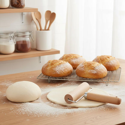 Jeffdad Small Rolling Pin, Wooden Dough Roller with Handle Pizza Roller Non-Stick Mini Dough Rolling Pin for Home Kitchen Baking Cooking