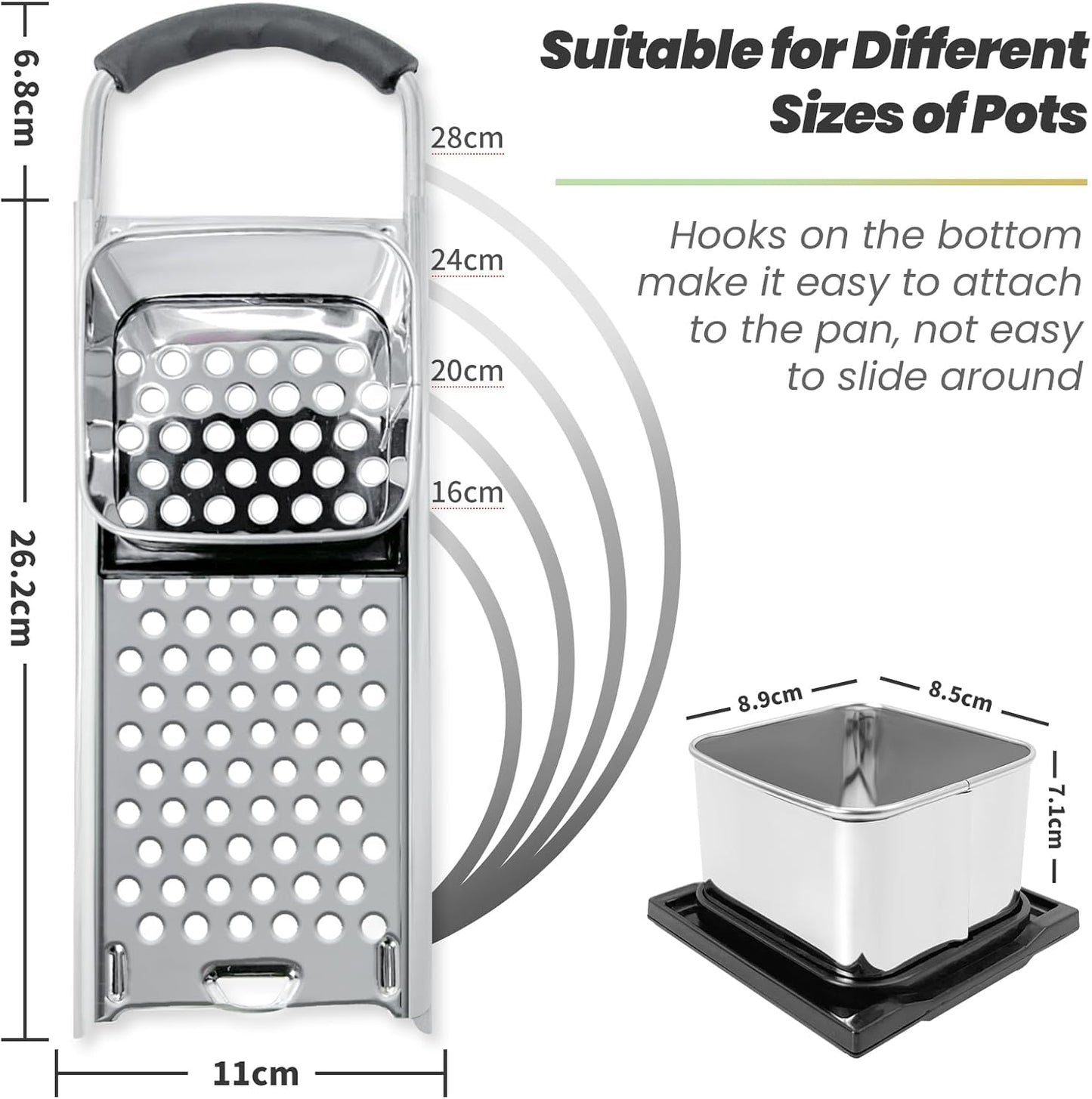 Spaetzle Maker, Premium Grade Stainless Steel Spaetzle Press and Spider Strainer, Efficient Homemade Spaetzle and Knoepfle, Dishwasher Safe Spaetzle Noodle Maker for Pots Up to 30 CM