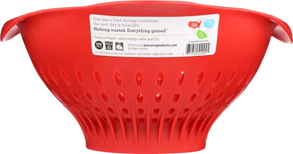 Preserve Small Colander, Made from Recycled Plastic, 1.5 Quart Capacity, Red