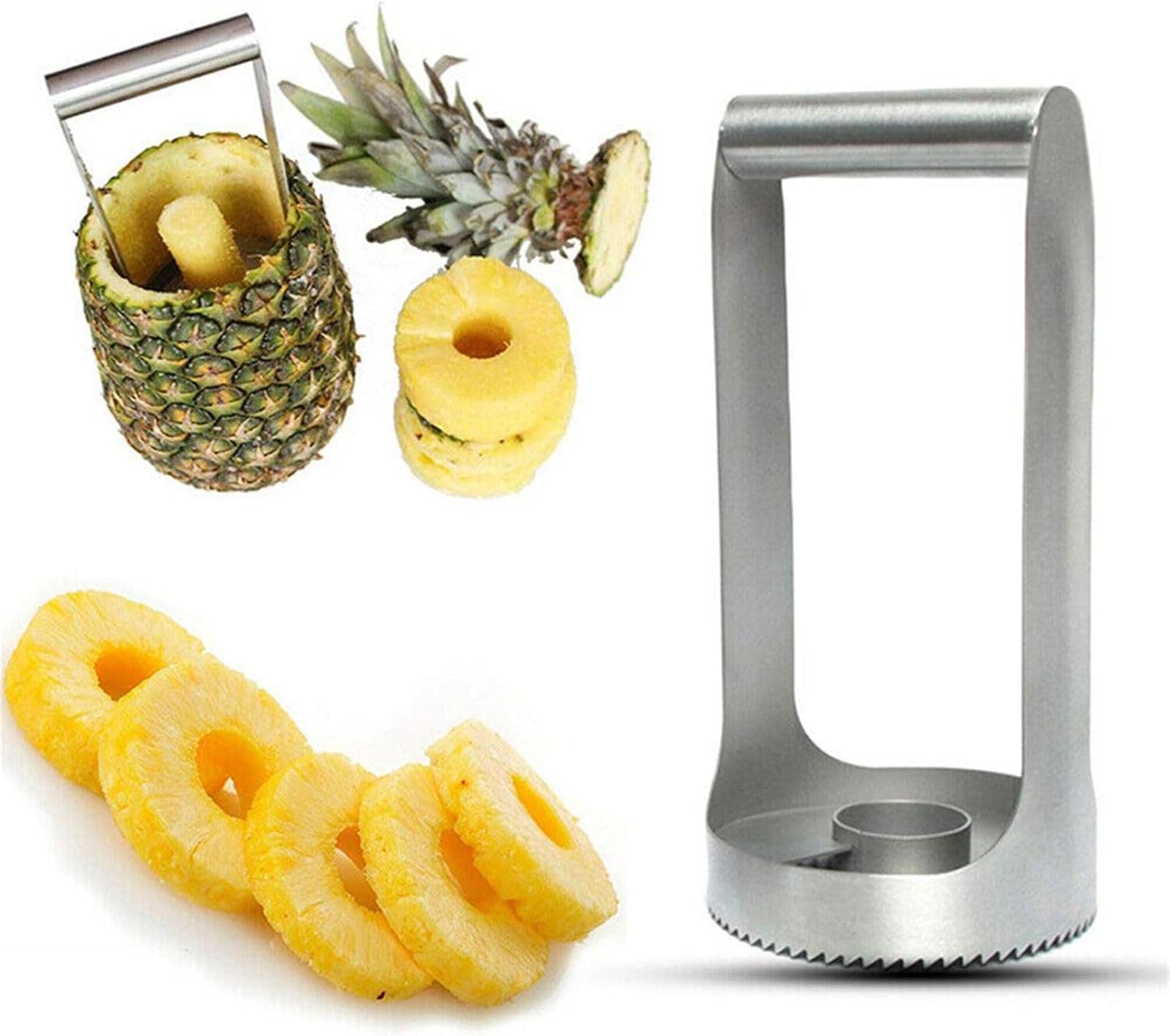 Pineapple Corer - Stainless Steel - Silver - Easy Fruit Slicing - Kitchen Tool