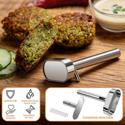 Falafel Scoop Maker, Stainless Steel Falafel Press Mold, Easy to Use and Clean, Non-Stick Meatball Press, Scoops, Middle Eastern Kitchen Tool (4cm)