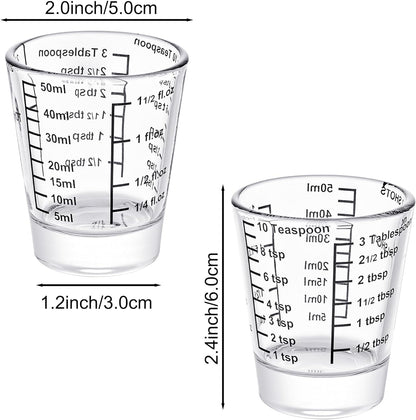 Ackers Mini Measure Heavy Glass, 32-Incremental Measurements Multi-Purpose Liquid and Dry Measuring Shot Glass, Red(Pack of 2)