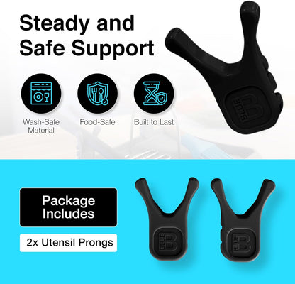 Nottaslip Utensil Prong Pot Spoon Holder - Premium Silicone Spoon Rest - Heat-Resistant to 550°F, BPA-Free, Dishwasher Safe Utensil Pot Clip, Fits Most Pots & Pans - Non-Slip Silicone - 2PK, Black