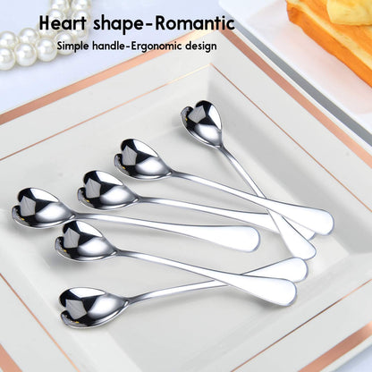 Mini Coffee Spoons, heart shaped, 4.9-inch18/10 Stainless Steel Spoon Set, set of 6