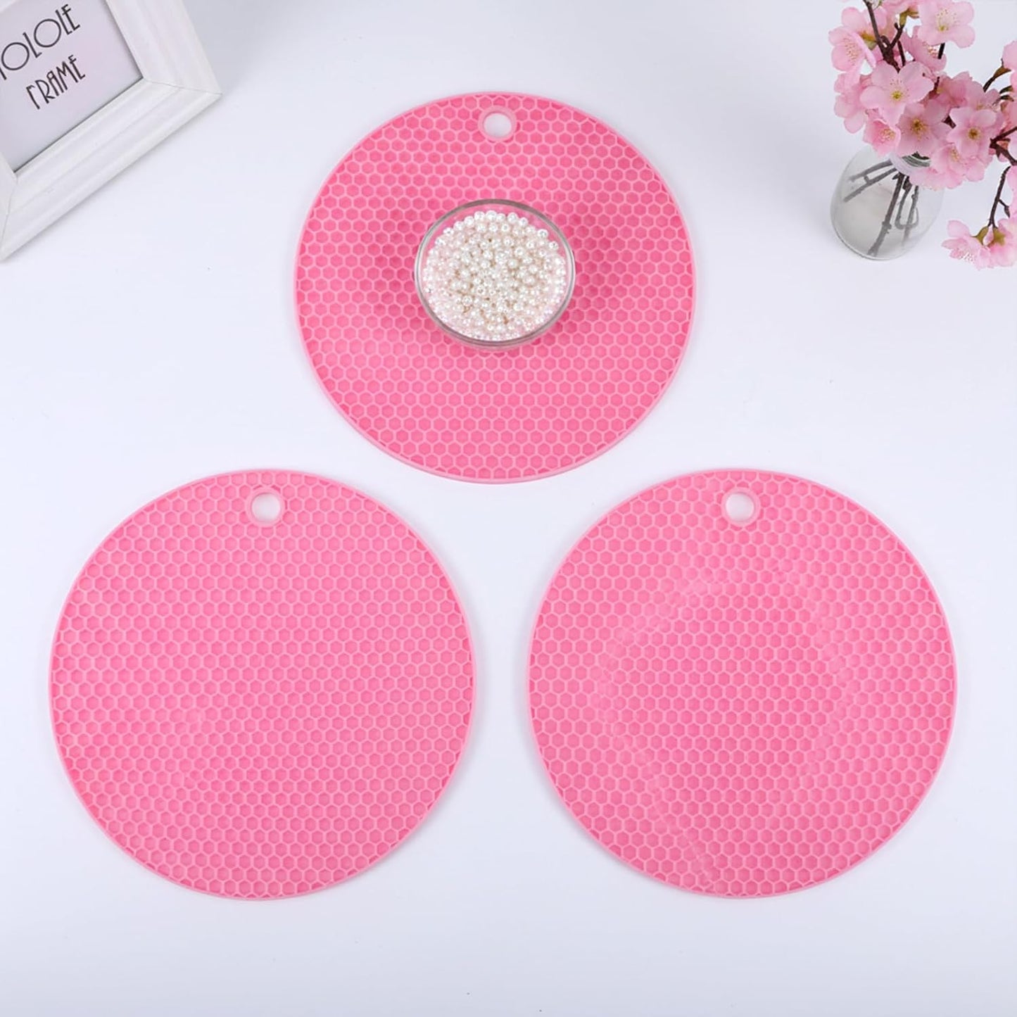 3Pcs Rubber Jar Opener,Round Large Jar Opener Gripper Pad Kitchen Non-Slip Coasters for Weak Hands,6.7x6.7Inch(Gray,Blue,Orange)