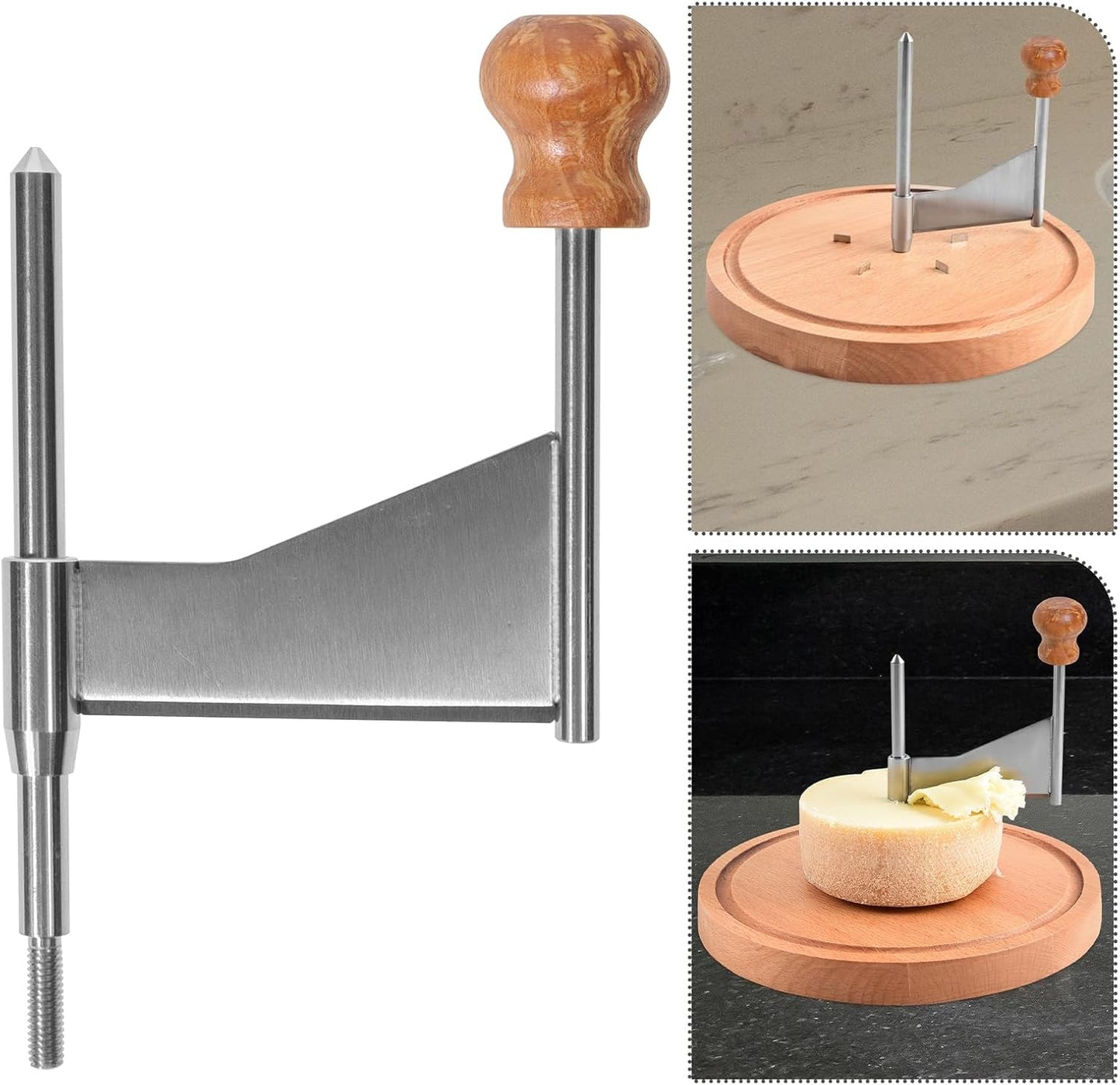 Sewroro Cheese Curler Wheel, Manual Rotary Cheese Grater Cutter with Handle, Stainless Steel Blade for Hard, Vegetables, Cucumbers, Carrots, Melon, Potato, Silver