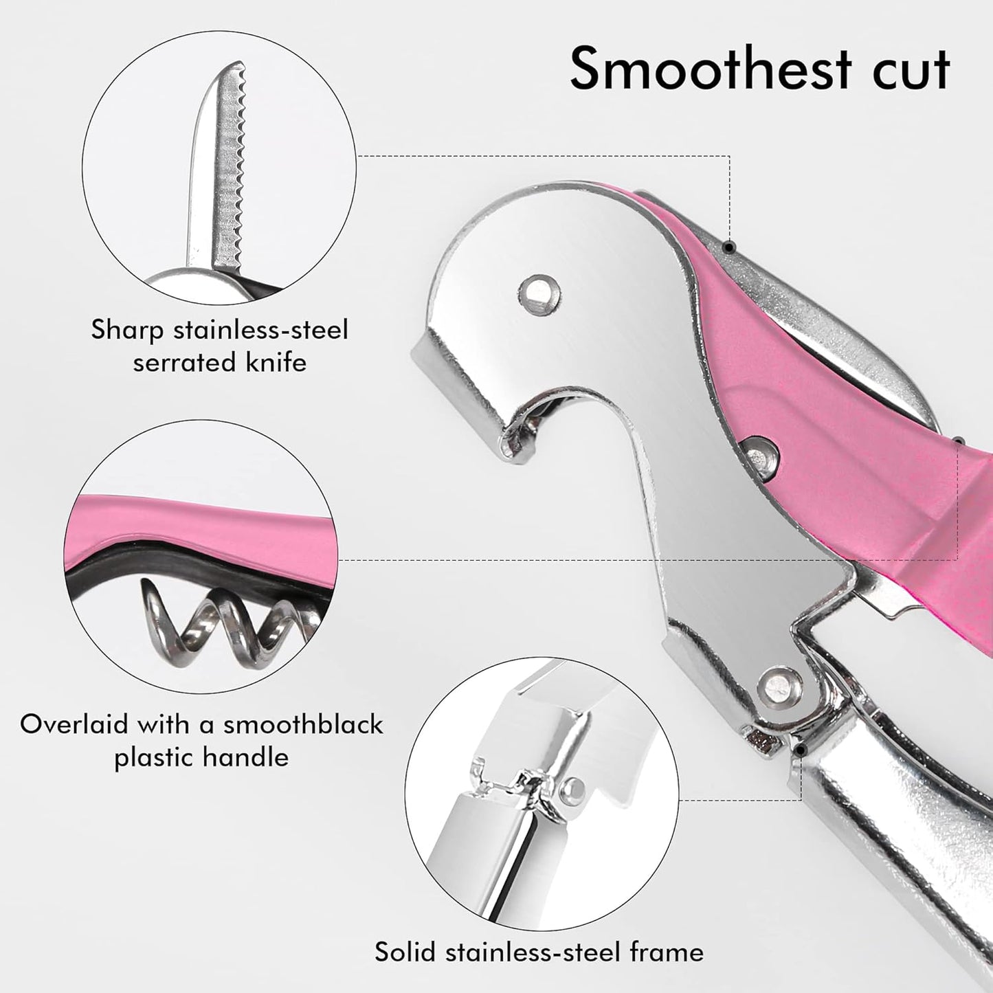Kit-Home Professional Waiter Corkscrew Wine Openers Set (4 PCS),Upgraded with Heavy Duty Stainless Steel Hinges Wine Key for Restaurant Waiters, Sommelier, Bartenders