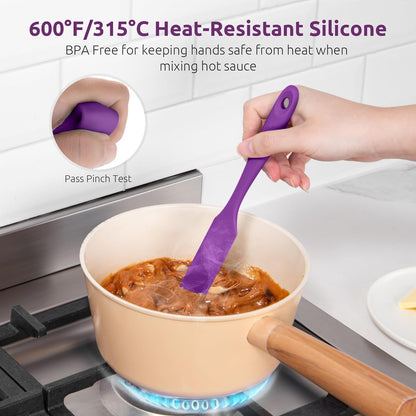 U-Taste Skinny Silicone Jar Spatula: 600ºF Heat-Resistant Food-Grade 10in Long Narrow Sourdough Stirring Stick, Seamless Flexible Peanut Butter Spreader for Scraping Icing Bread Cream, Jam (Aqua Sky)