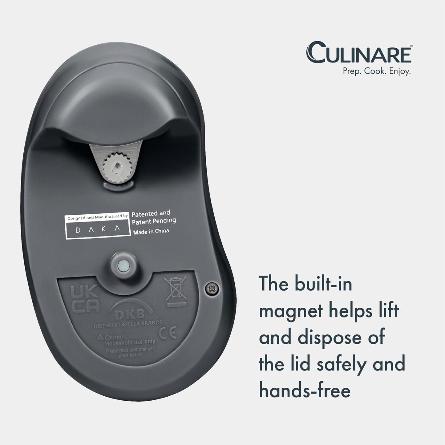 Culinare MagiCan Auto Tin Opener, Grey, Plastic/Stainless Steel, One Hand Operated Manual Can Opener with Clamp