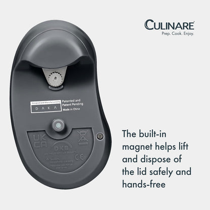 Culinare MagiCan Auto Tin Opener, Grey, Plastic/Stainless Steel, One Hand Operated Manual Can Opener with Clamp