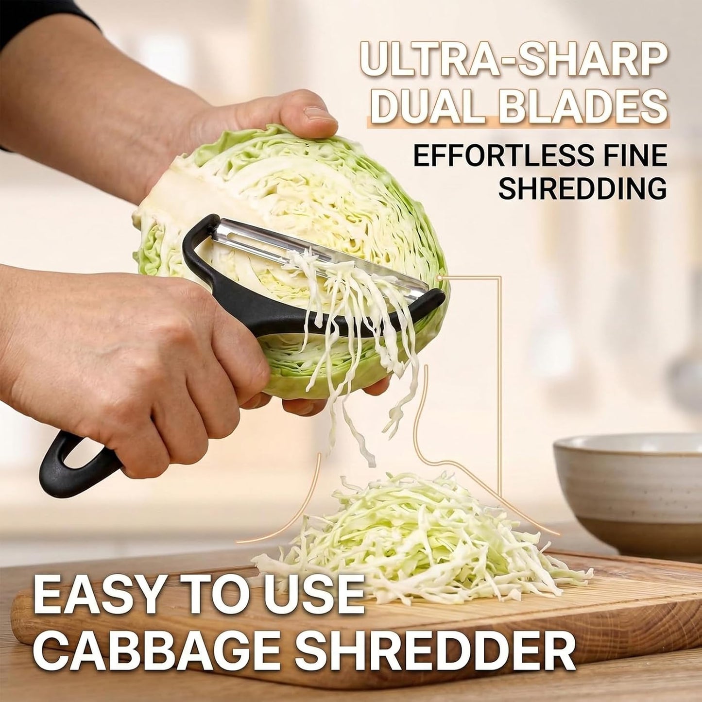 Cabbage Peeler,Cabbage Shredder,Y Wide Cabbage Shredder Tool,Japanese Cabbage Shredde r,Veggie Shredder For Cabbage Lettuce Julienne, Swivel Stainless Steel Blades Big Size
