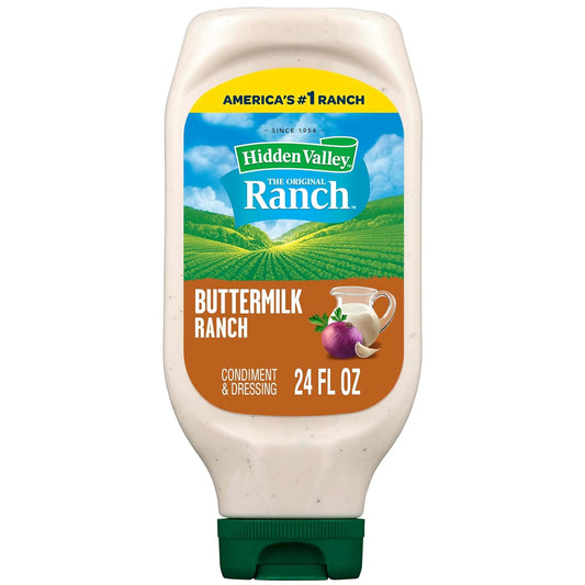 Hidden Valley Buttermilk Ranch Condiment and Dressing, Easy Squeeze Bottle, 24 Fl Oz (Package May Vary)