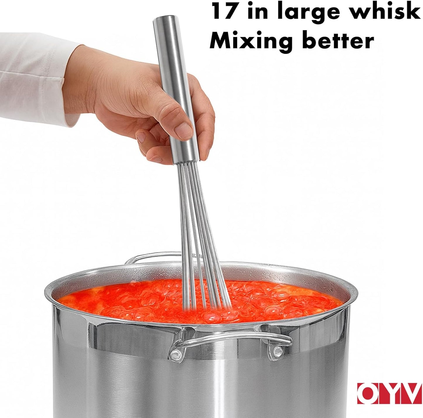 OYV 18/10 Stainless Steel Whisk, Ergonomic Handle, Dishwasher Safe Metal whisk, Professional Whisk for Kitchen Cooking, Perfect for Blending, Whisking, Baking, and Beating, 10-Inch Wire Wisk
