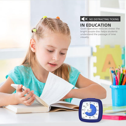 Secura 60-Minute Visual Timer, Silent Study Timer for Kids and Adults, Time Clocks, Time Management Countdown Timer for Teaching (Navy Blue & Navy Blue)