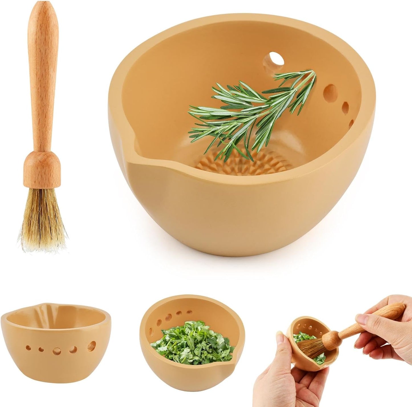 Herb Stripper Bowl, Handmade Resin Herb Peeling Bowl for Removing Leaves and Stems Durable Kitchen Gadget (Size:7 Holes)
