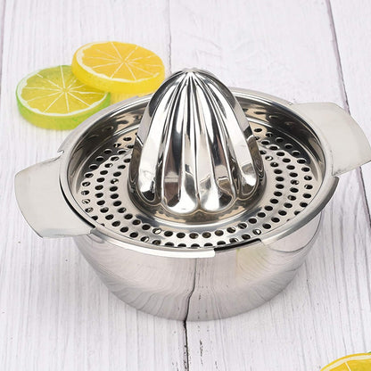 Stainless Steel Lemon Squeezer Citrus Juicer Handheld Press Orange Juice Squeezing Tool with Bowl Storage Container