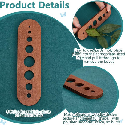 PH PandaHall 2pcs Wood Herb Stripper with 8 Hole, Oval Wooden Herb Stripper Tool Wood Leaf Remover Herb Stripping for Kitchen Gadgets Cooking Small Kitchen Appliances Chef Gifts, Brown, Hole: 2-16mm