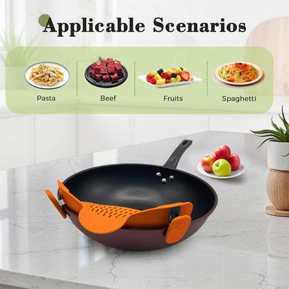 Clip-On Silicone Strainer for Pots, Heat-Resistant Handsfree Pasta & Vegetable Colander, Space-Saving Kitchen Gadget for Noodles, Veggies & Berries (Grey)