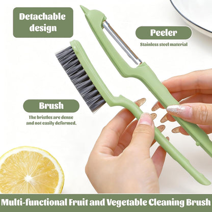 Vegetable Brush Scrubber for Food,2-in-1 Veggie Wash Brush with Peeler and Detachable Design