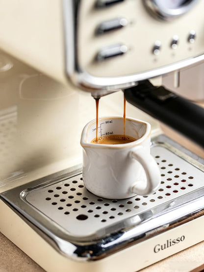 Espresso Cups Ceramic, 200ML Espresso Measuring Cup with Handle, Expresso Shots Cups with Scale, Espresso Accessories, White