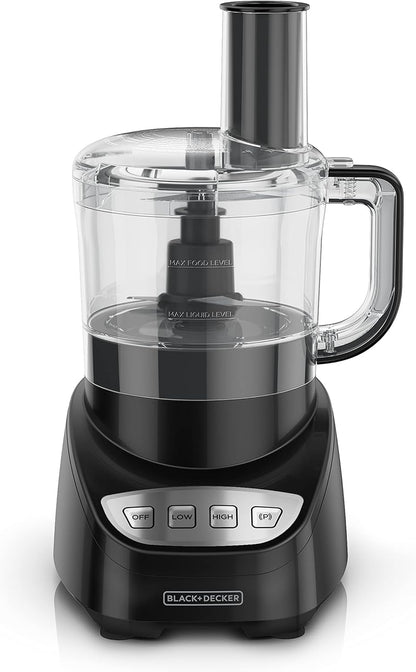 BLACK+DECKER 8-Cup Food Processor, Easy Assembly, Stainless Steel S-Blade, Shred, Slice, Chop, Puree, 450W Motor