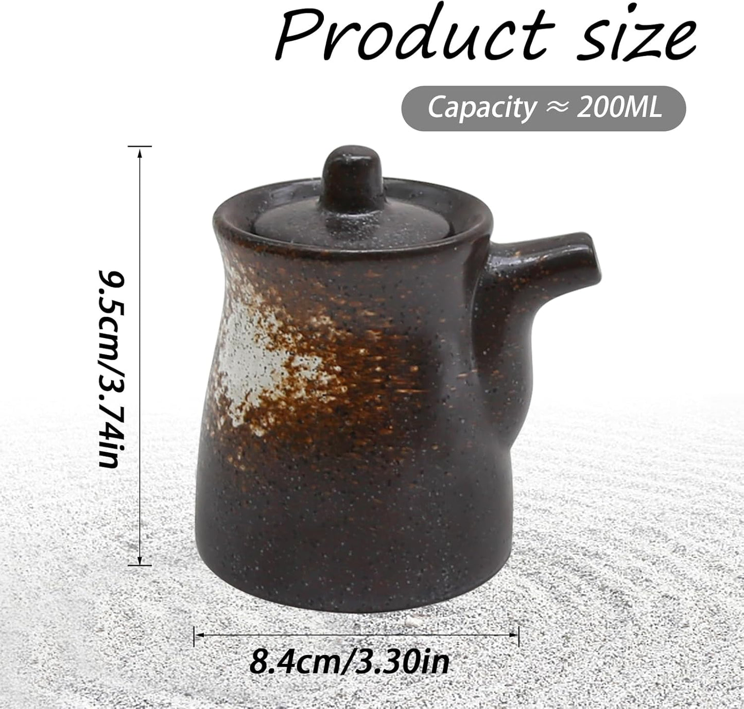 MDEOOSKY Ceramic Seasoning Bottle, Japanese Style Earthenware Ceramic Oil Dispenser, Olive Oil Dispenser, Sushi Sauce Container, 6.76 fl oz