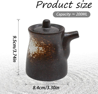 MDEOOSKY Ceramic Seasoning Bottle, Japanese Style Earthenware Ceramic Oil Dispenser, Olive Oil Dispenser, Sushi Sauce Container, 6.76 fl oz