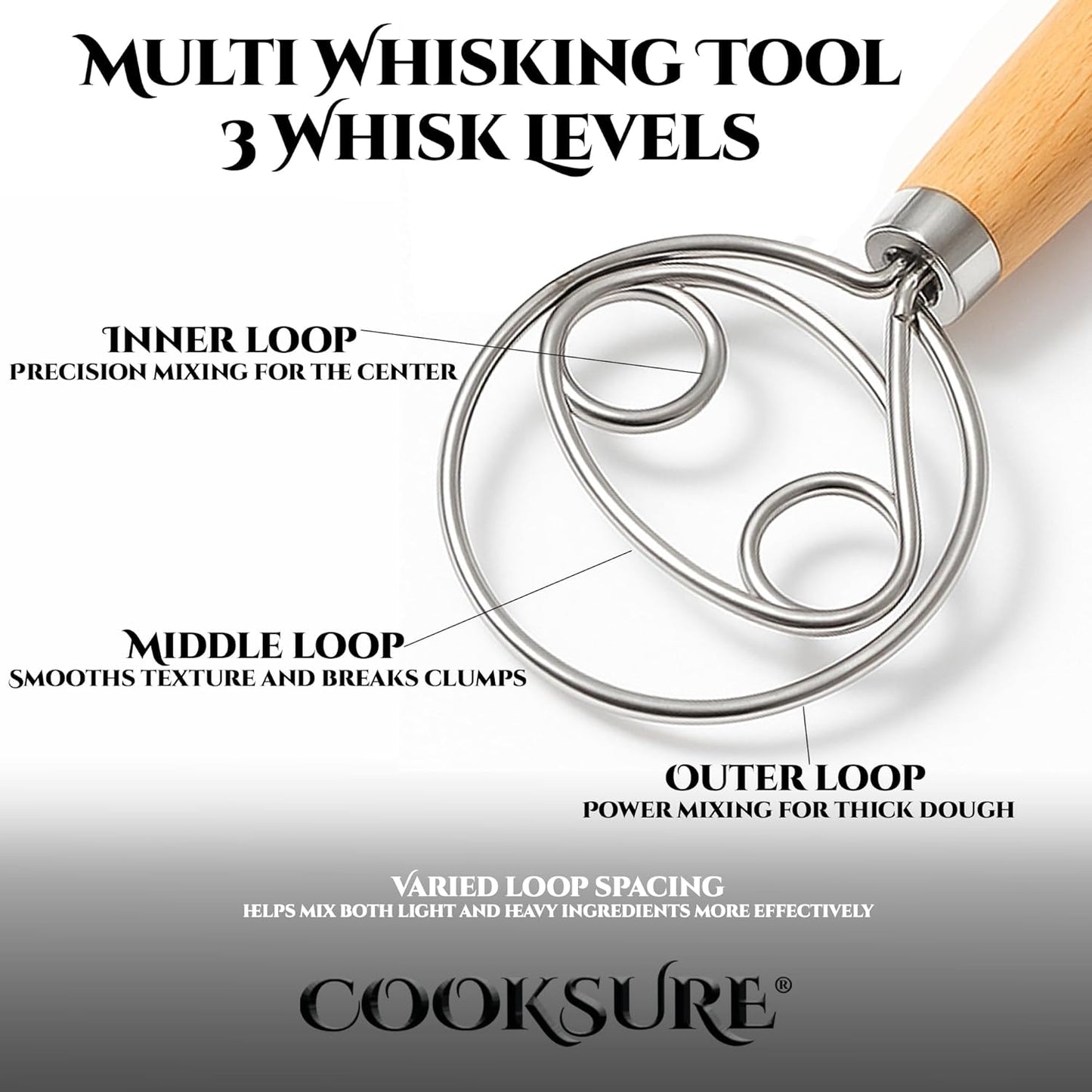 Danish Dough Whisk & Bread Lame Set for Sourdough Bread – Wooden Handle Dough Whisk Mixer and Bread Scoring Tool, Artisan Sourdough Baking Tools & Bread Baking Supplies