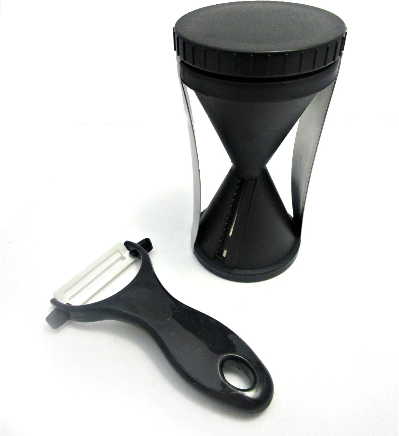 Premium Spiral Slicer with Ceramic Peeler - Black - Sharp, Durable, Rust-Resistant