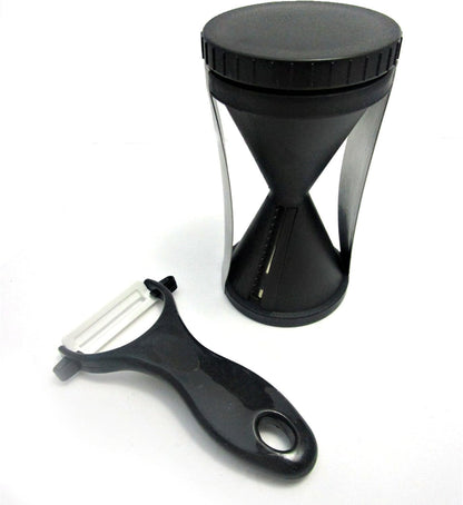 Premium Spiral Slicer with Ceramic Peeler - Black - Sharp, Durable, Rust-Resistant