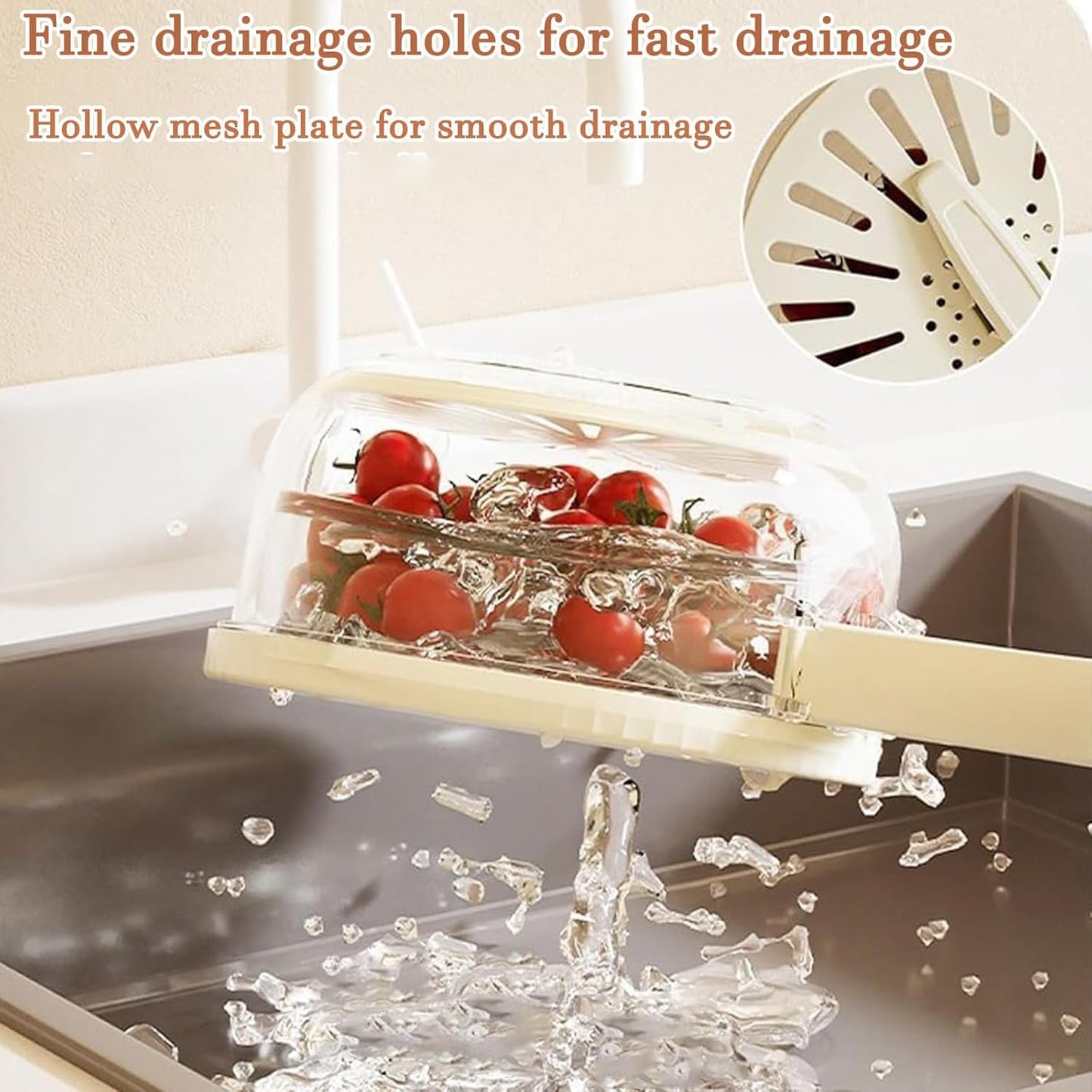 2 in 1 Drainer, Multifunctional Fruit and Vegetable Washing Bowl, 2025 New Fruit Washing Bowl with Strainer, Fruit Drainer Container with Handle (2pcs-mix)