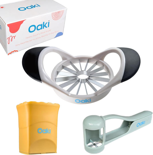 Oaki Bitty Bites Bundle | 3-in-1 Fruit Cutter Set | Apple, Grape, Strawberry Slicer & More | Precision Food Prep Slicer Set