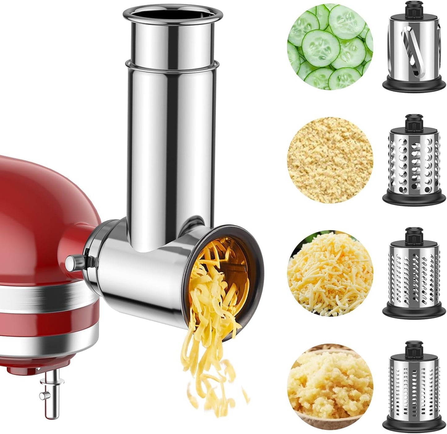 Cofun Slicer Shredder Attachment for Kitchenaid Stand Mixer, Cheese Grater Attachment, Food Slicer Salad Maker for Kitchen aid Mixer Accessories and Attachments with 3 Blades
